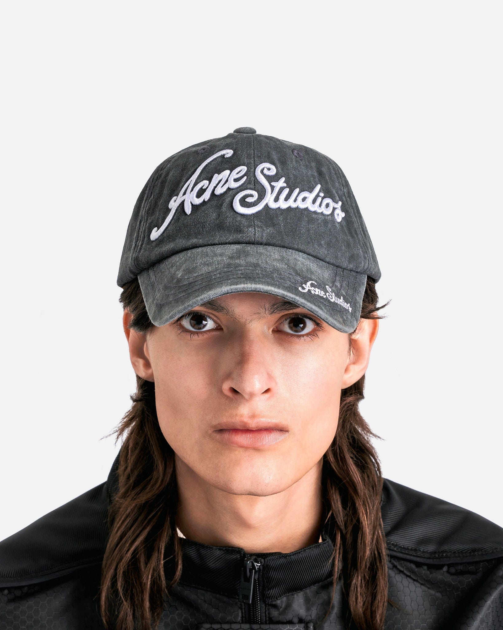 Acne Studios Men's Hats O/S Logo Baseball Cap in Faded Black