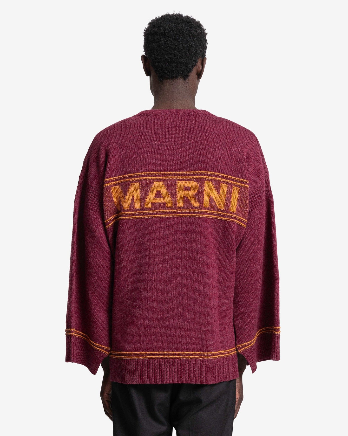 Marni Men's Sweater Logo Cardigan in Ruby