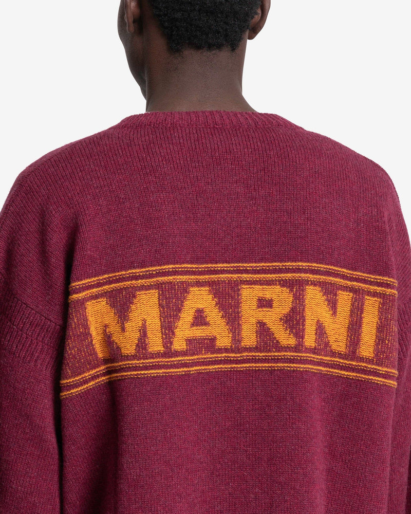 Marni Men's Sweater Logo Cardigan in Ruby