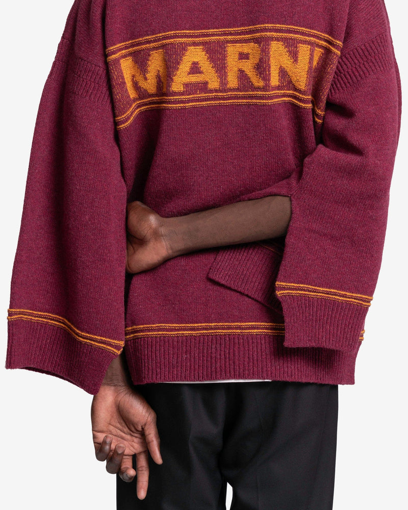 Marni Men's Sweater Logo Cardigan in Ruby