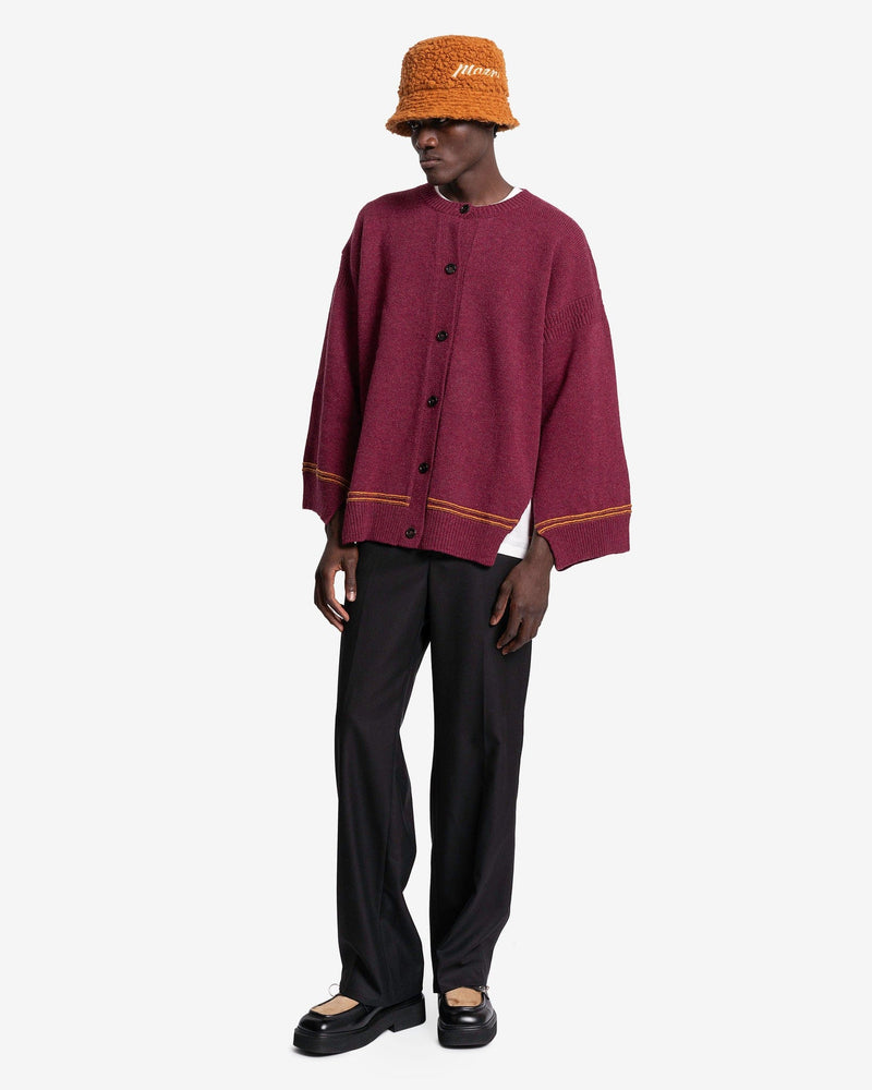 Marni Men's Sweater Logo Cardigan in Ruby