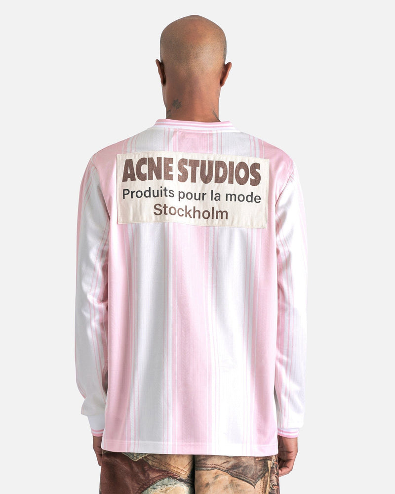 Acne Studios Men's T-Shirts Logo Print Jersey T-Shirt in Pink/White