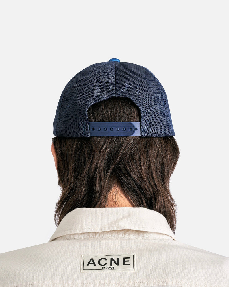 Acne Studios Men's Hats O/S Logo Print Trucker Hat in Multi/Blue