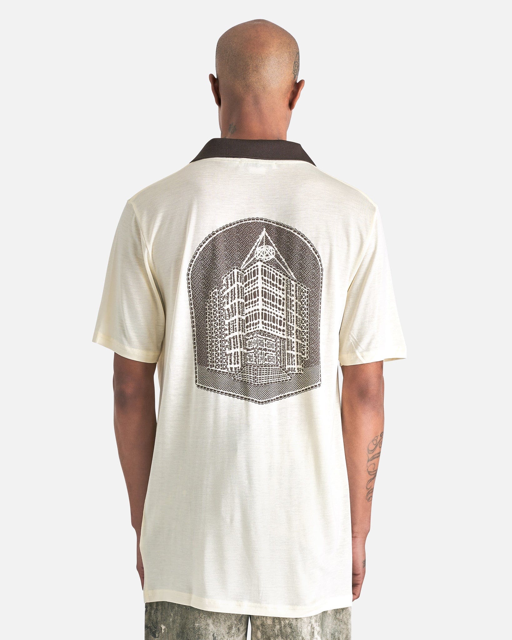 Acne Studios Men's T-Shirts Logo Print V-Neck T-Shirt in Ivory White