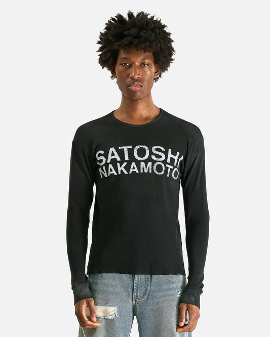 Satoshi Nakamoto Men's Shirts Logo Thermal in Washed Black