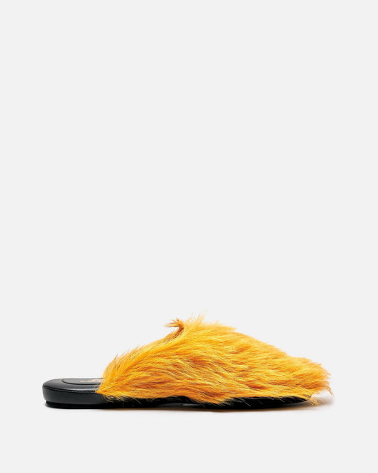 Marni Women's Shoes Long-Hair Calfskin Mule in Yellow
