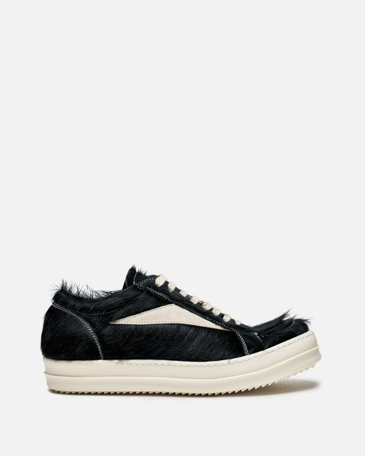 Rick Owens Men's Sneakers Long Hair Vintage Sneakers in Black/Milk