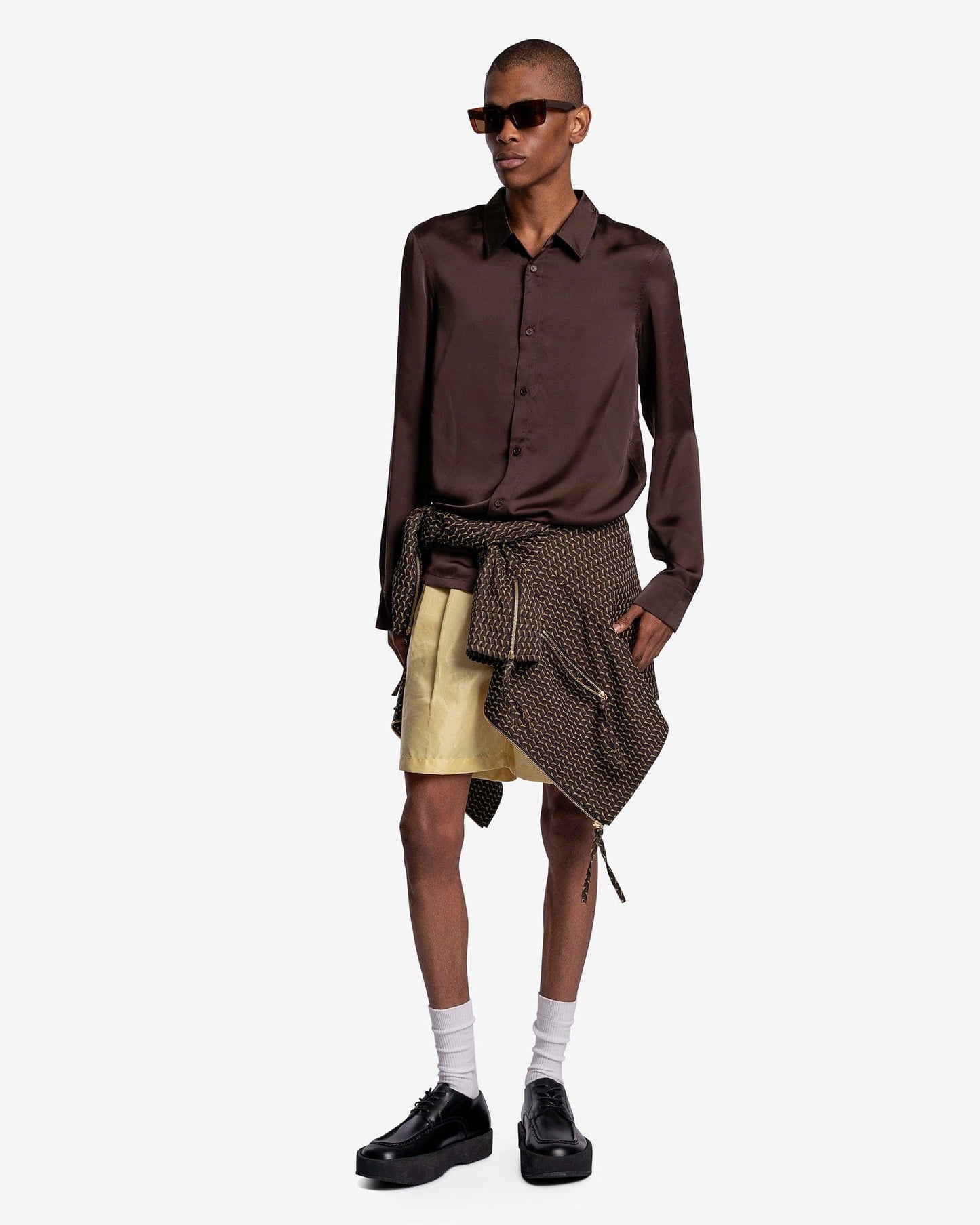 KANGHYUK Men's Shirts Long Sleeve Shirt in Brown