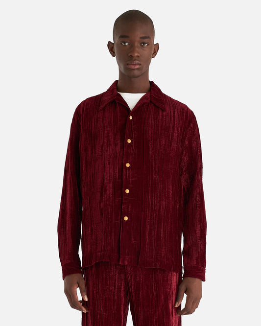 Séfr Men's Shirts Lou Overshirt in Red Velvet