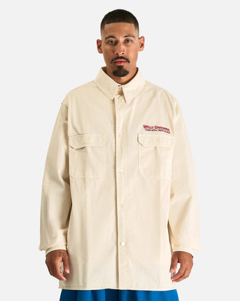 Willy Chavarria Men's Shirts LS Corcoran Work Shirt in Tofu