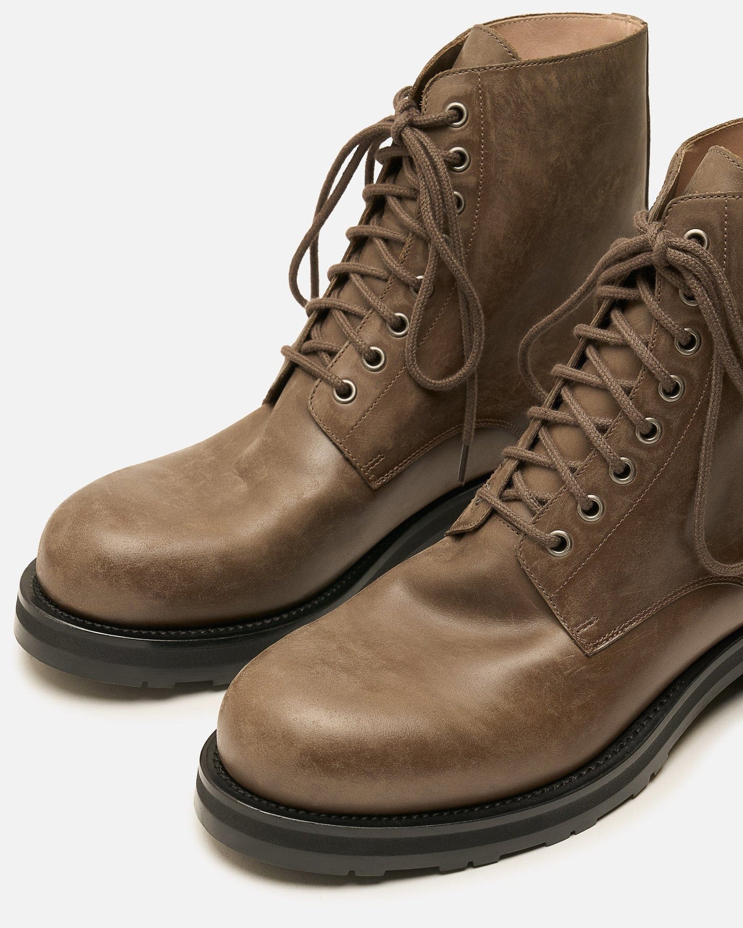 The Row Men's Shoes Lug Sole Lace Up Boot in Dark Taupe