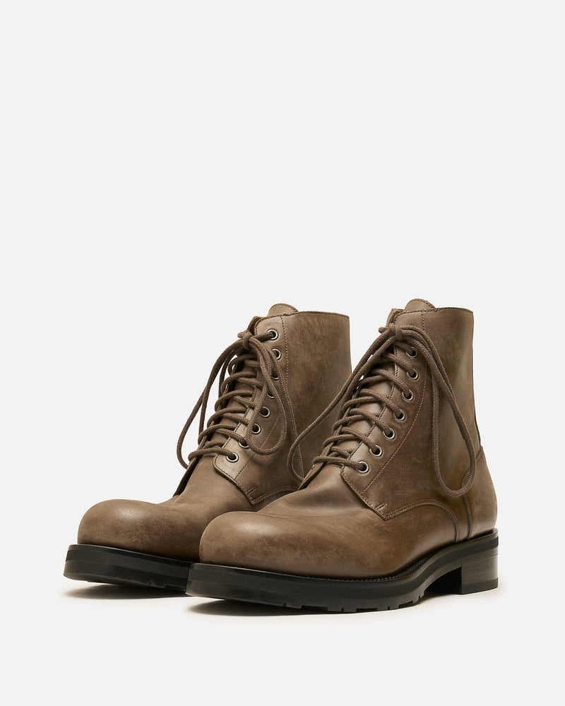The Row Men's Shoes Lug Sole Lace Up Boot in Dark Taupe