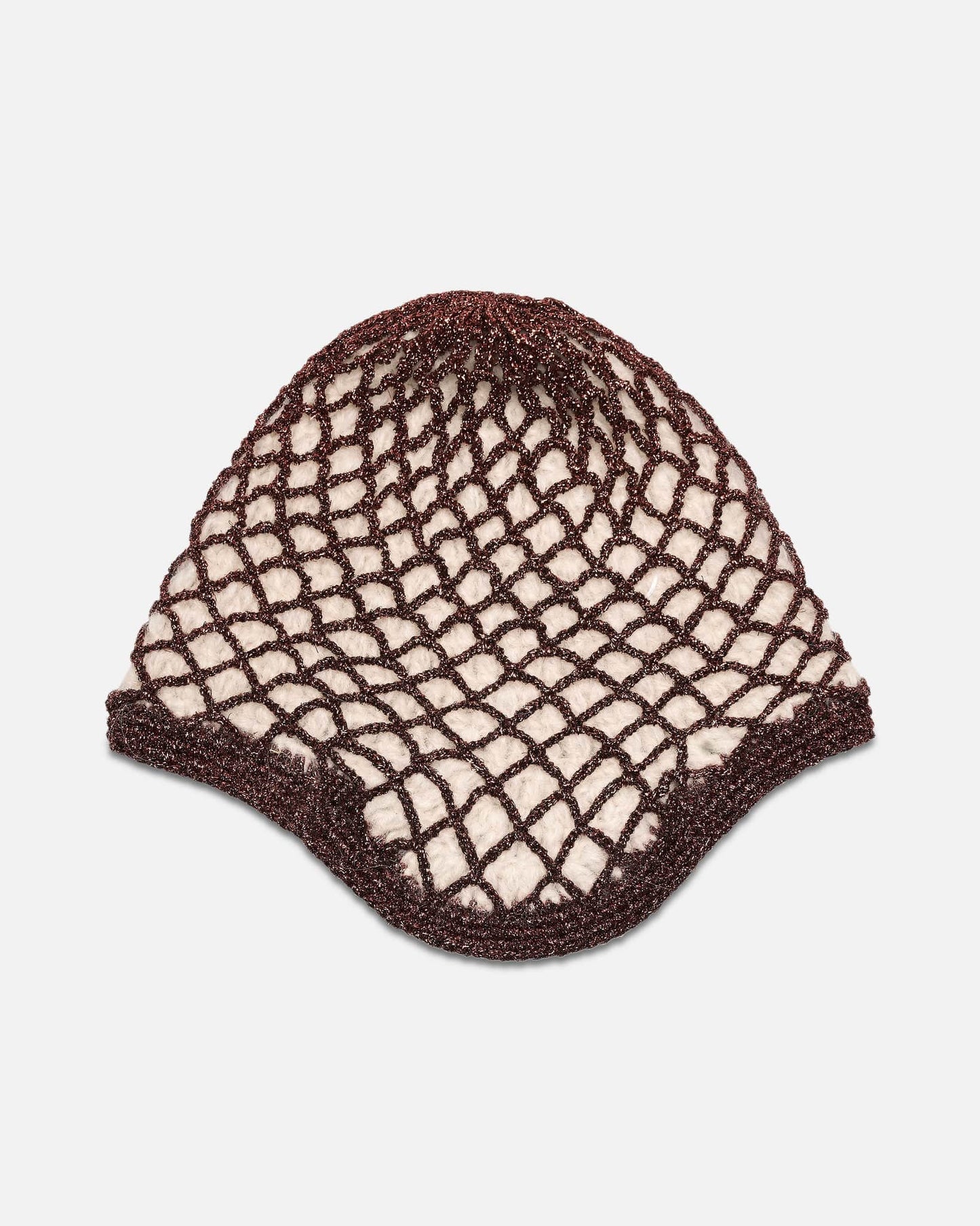 Maison Margiela Women's Hats Lurex Spliced Beanie in Bronze/Off-White