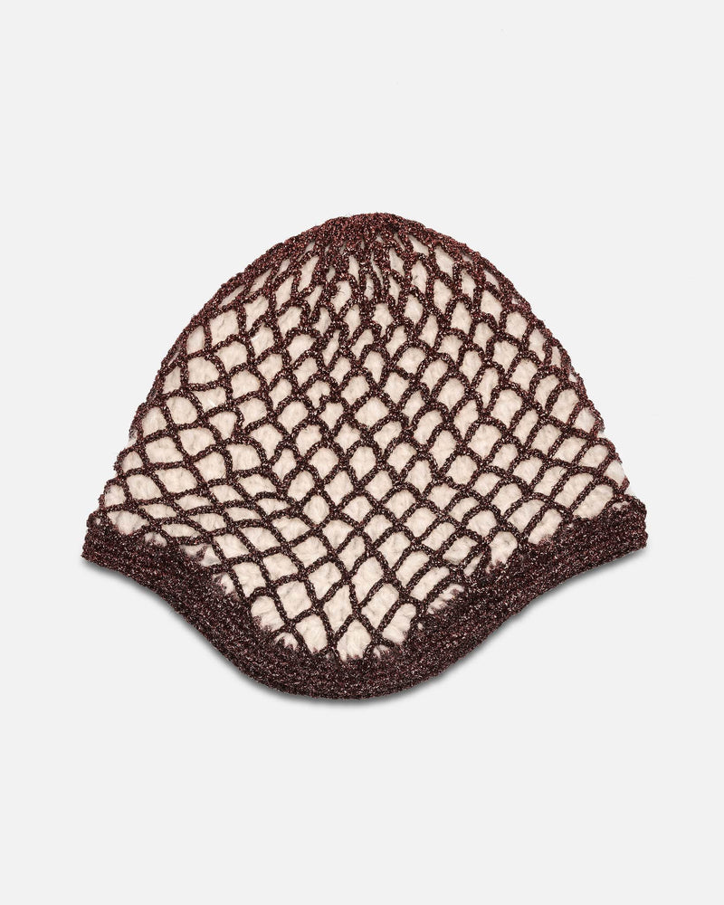 Maison Margiela Women's Hats Lurex Spliced Beanie in Bronze/Off-White