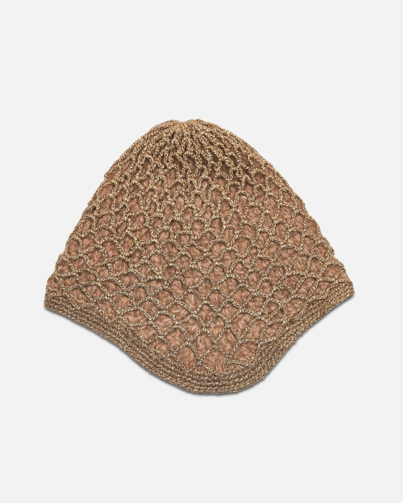 Maison Margiela Women's Hats Lurex Spliced Beanie in Gold/Camel