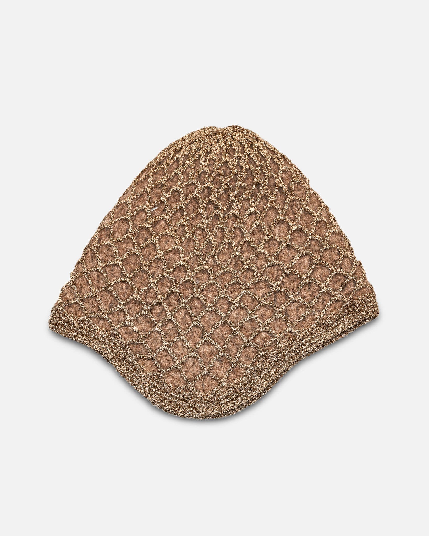 Maison Margiela Women's Hats Lurex Spliced Beanie in Gold/Camel