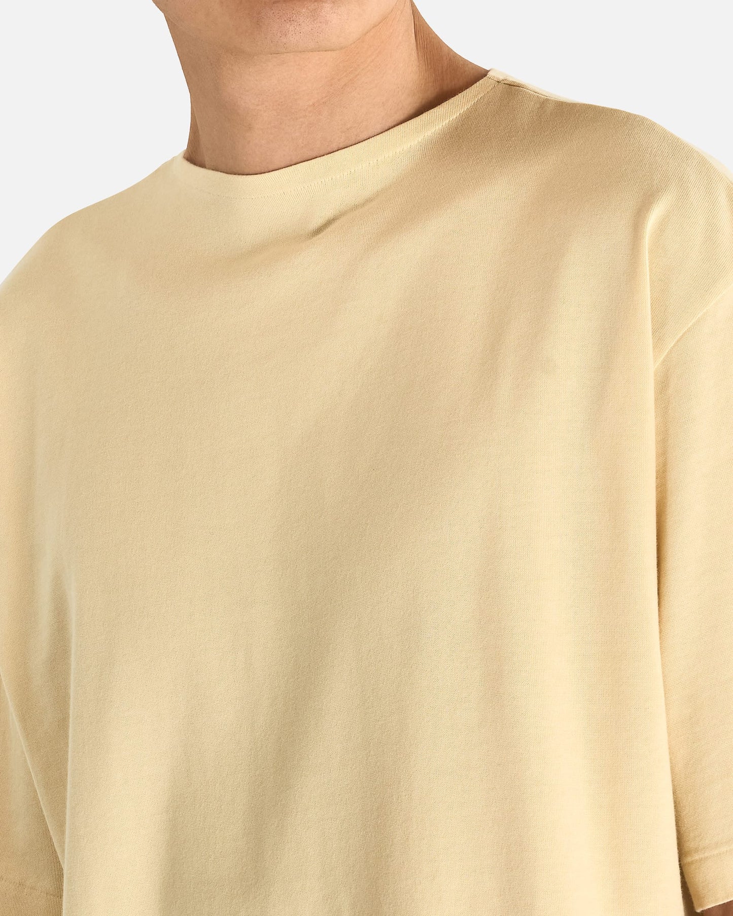Auralee Men's T-shirts Luster Plaiting Boat Neck T-Shirt in Ivory Beige