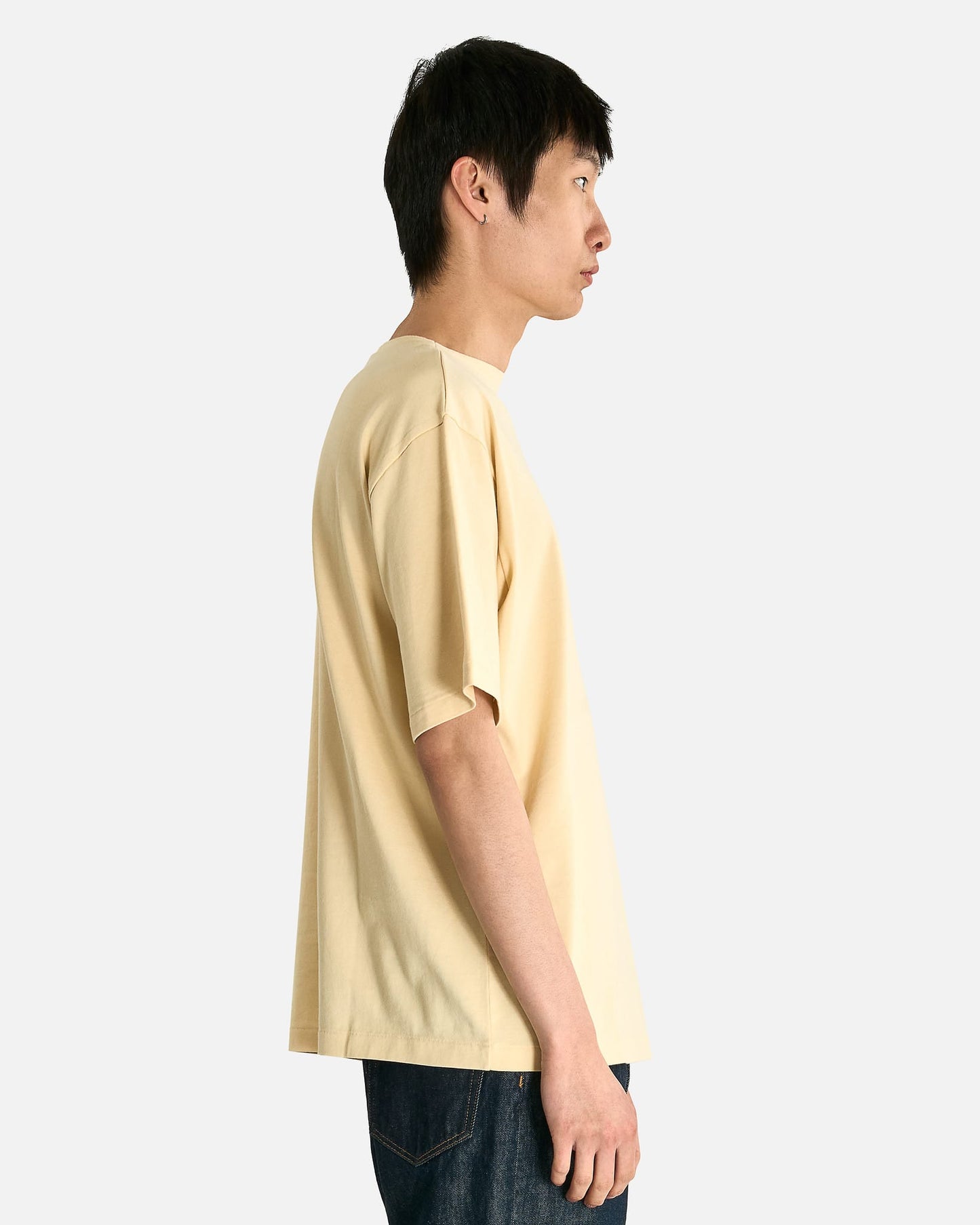 Auralee Men's T-shirts Luster Plaiting Boat Neck T-Shirt in Ivory Beige
