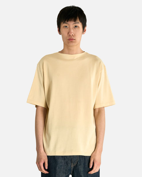 Luster Plaiting Boat Neck T-Shirt in Ivory Beige – SVRN