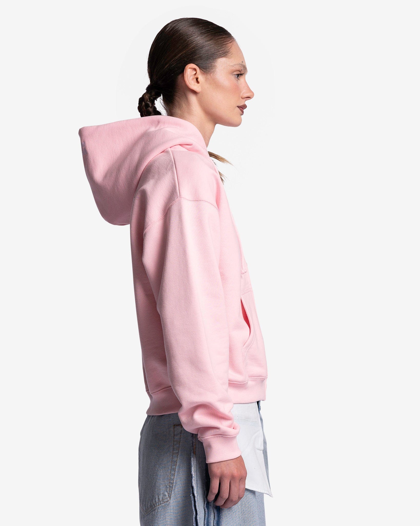 VETEMENTS Women Sweaters Magic Unicorn Fitted Zip-Up Hoodie in Baby Pink