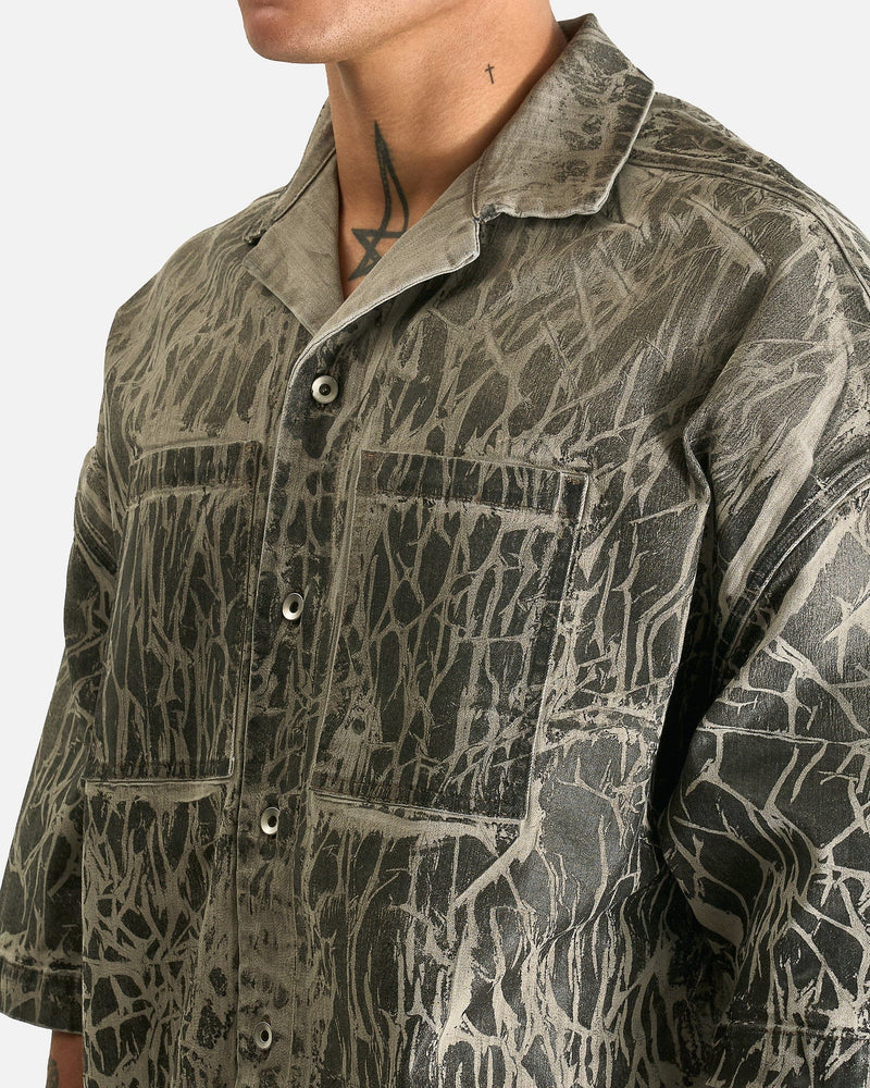 Rick Owens DRKSHDW Men's Shirts Magnum Tommy Shirt in Black Washed Foil