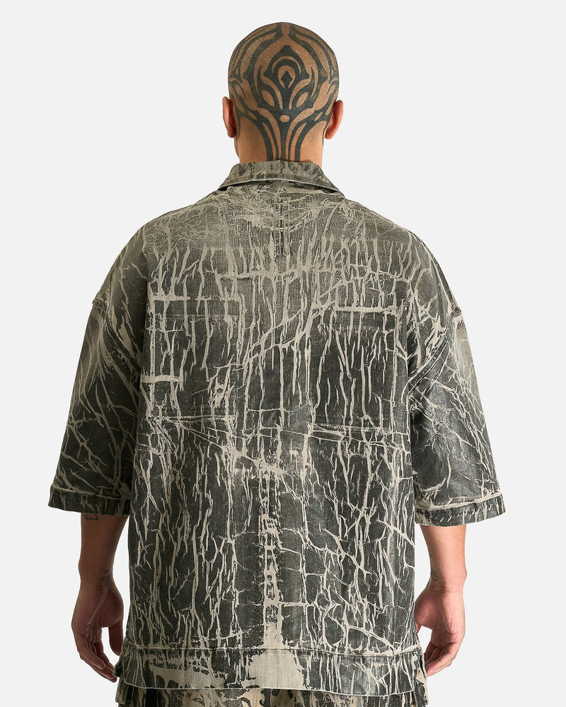 Rick Owens DRKSHDW Men's Shirts Magnum Tommy Shirt in Black Washed Foil