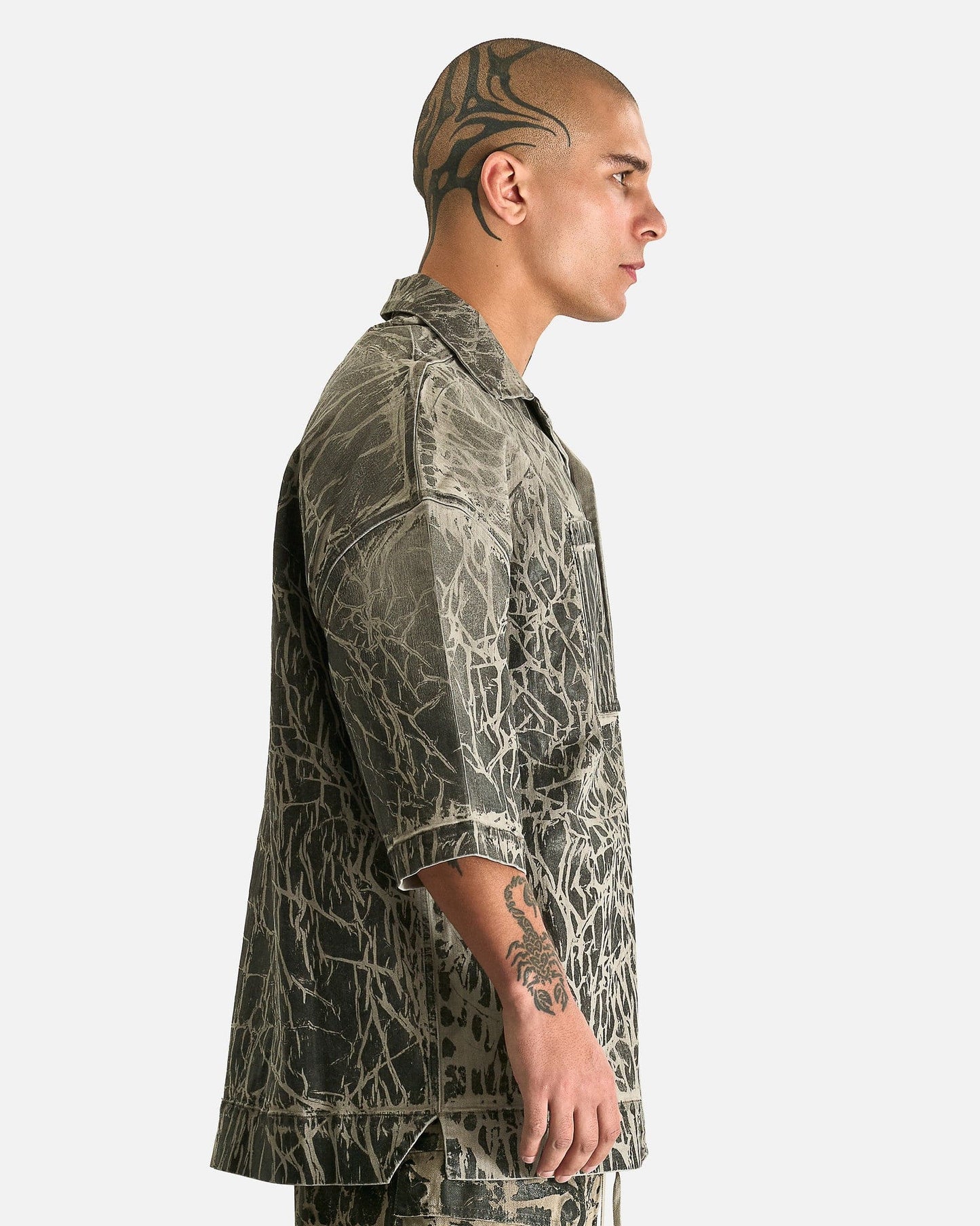 Rick Owens DRKSHDW Men's Shirts Magnum Tommy Shirt in Black Washed Foil