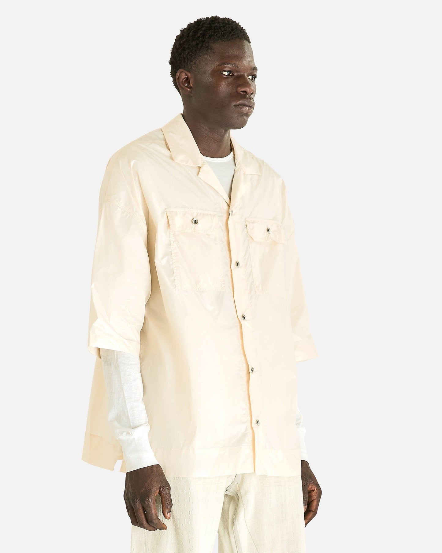 Rick Owens DRKSHDW Men's Shirts Magnum Tommy Shirt in Cream