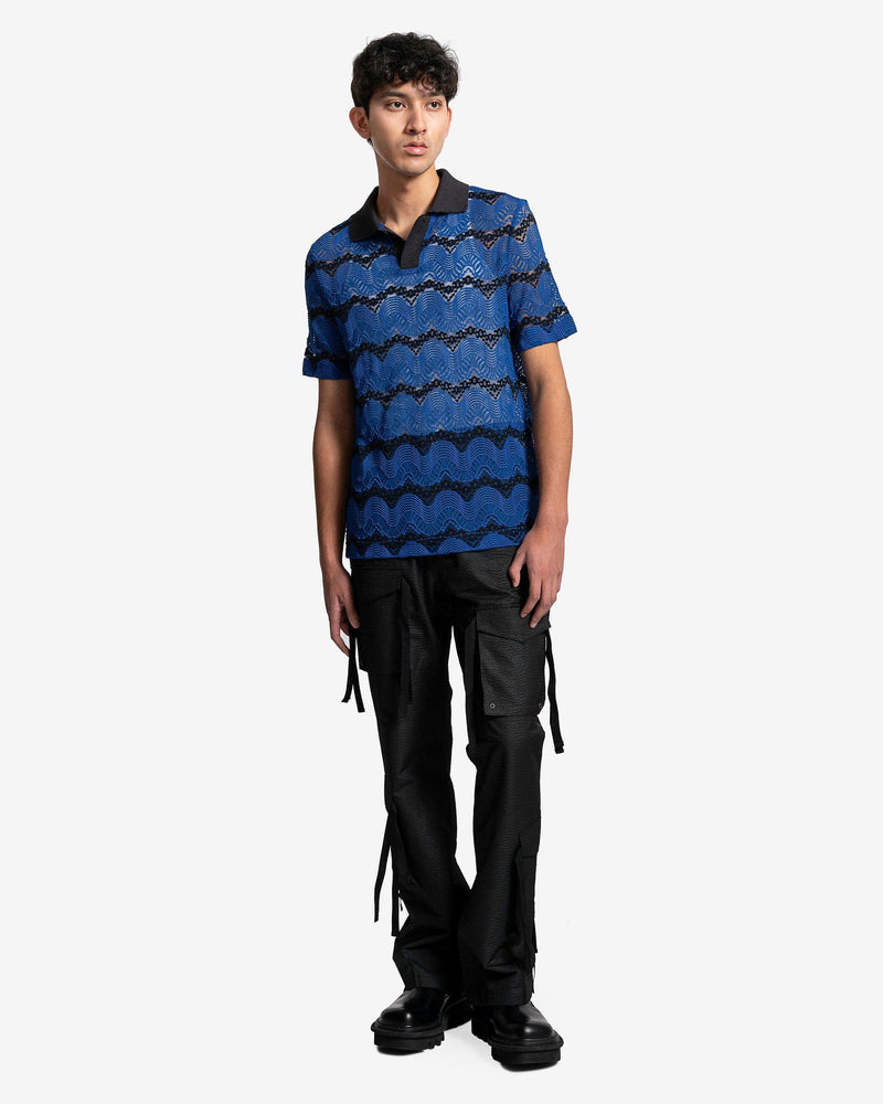 Andersson Bell Men's Shirts Majorca Sheer Collar Knit Shirt in Blue
