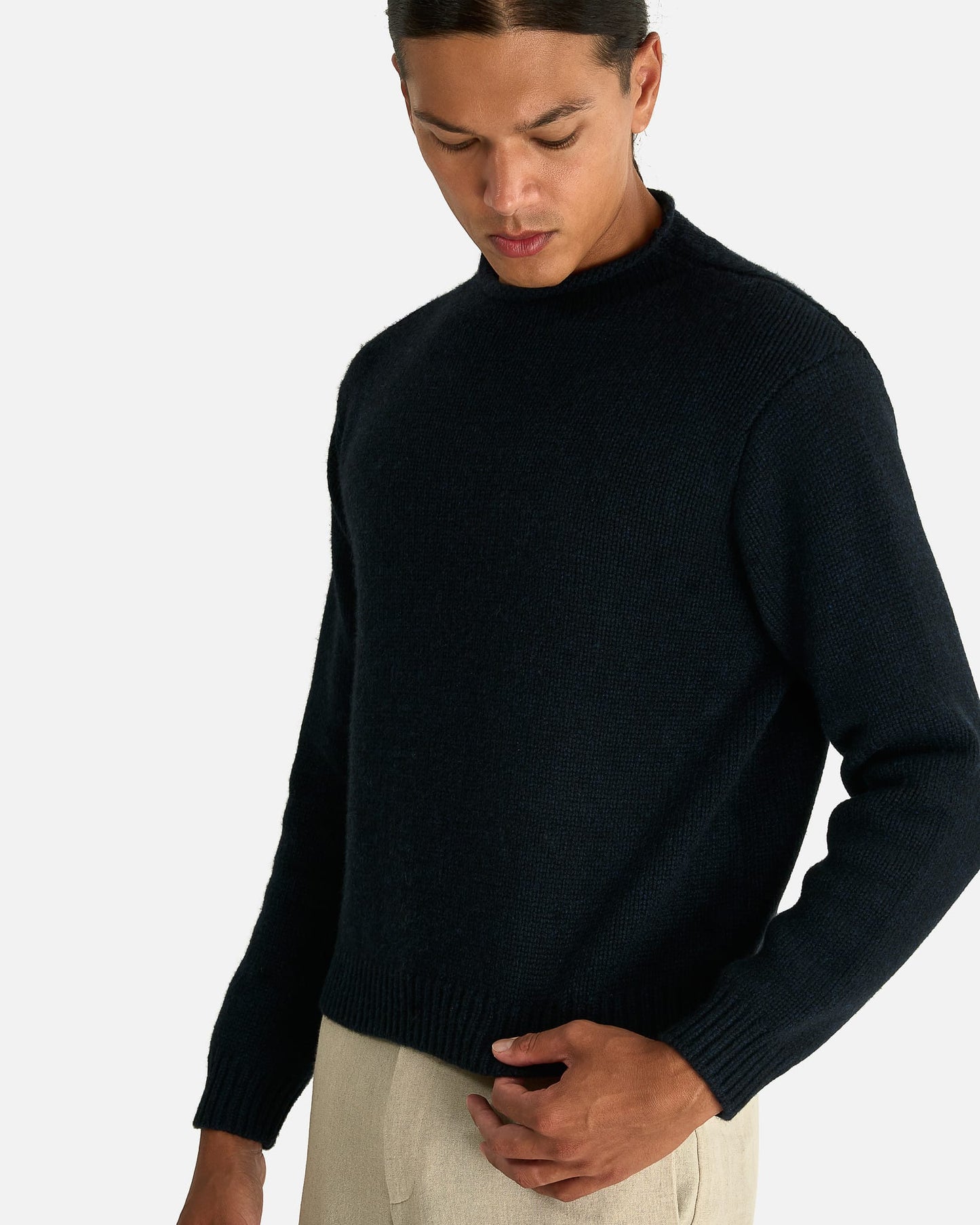 The Row Men's Sweater Markhim Top in Dark Navy