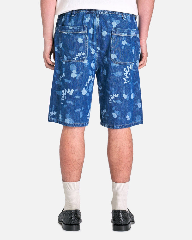 Marni Men's Shorts Marni Dripping Lightweight Denim Trousers in Iris Blue