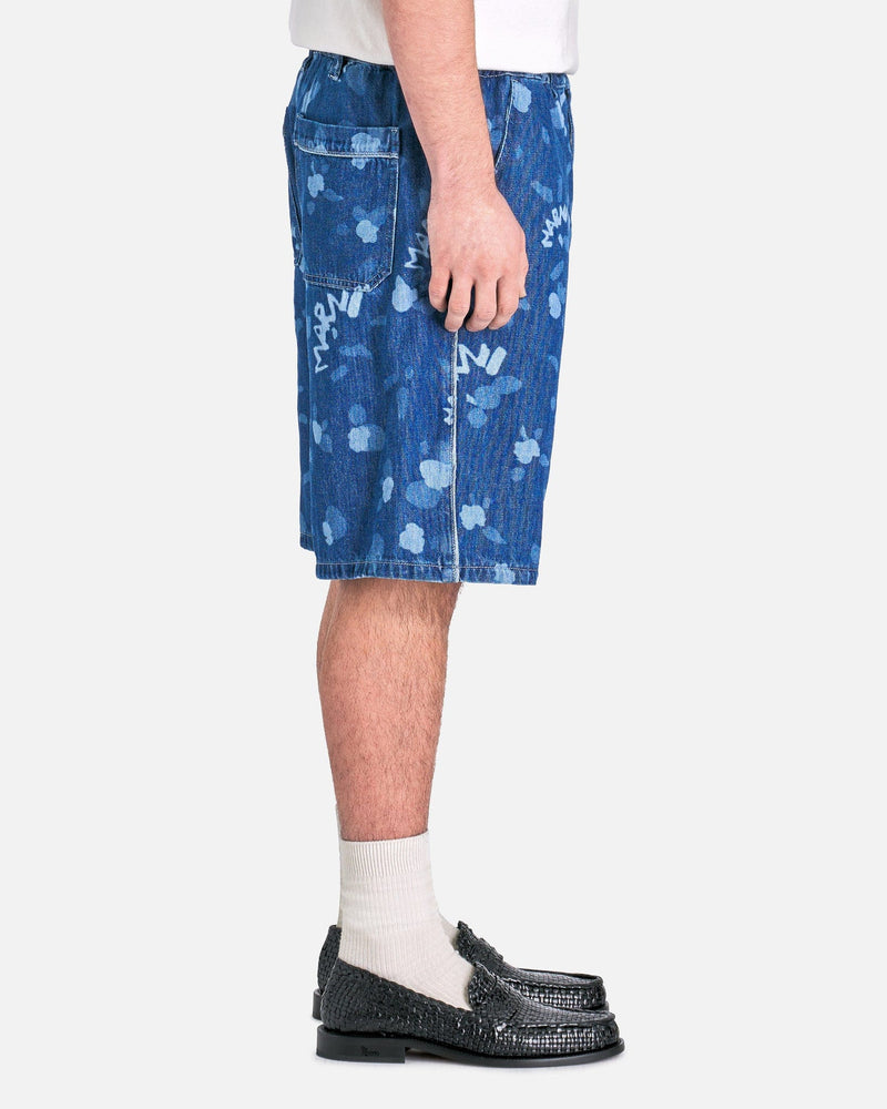 Marni Men's Shorts Marni Dripping Lightweight Denim Trousers in Iris Blue