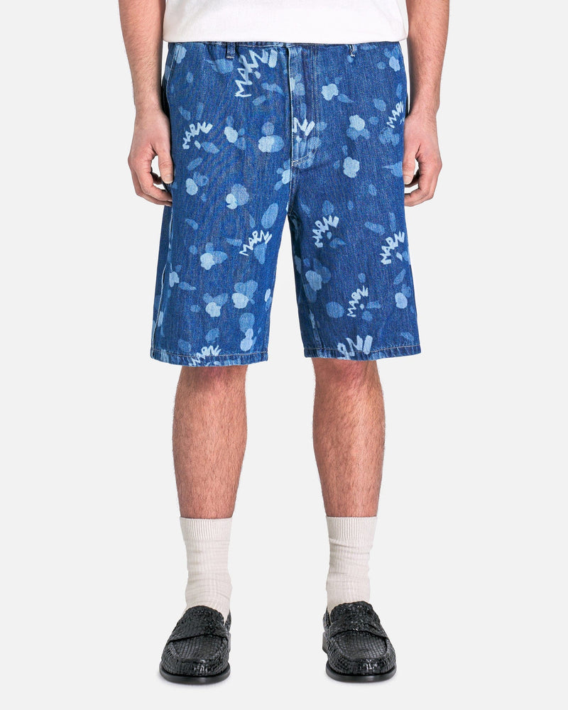 Marni Men's Shorts Marni Dripping Lightweight Denim Trousers in Iris Blue