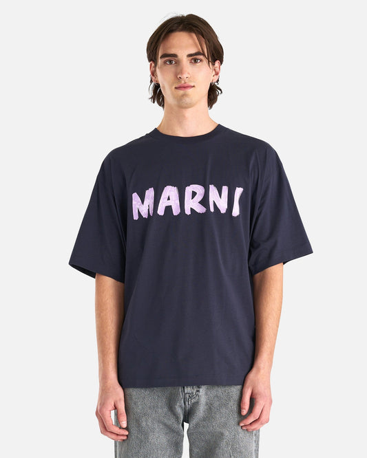 Marni Men's Shirts Marni Logo Cotton T-Shirt in Navy