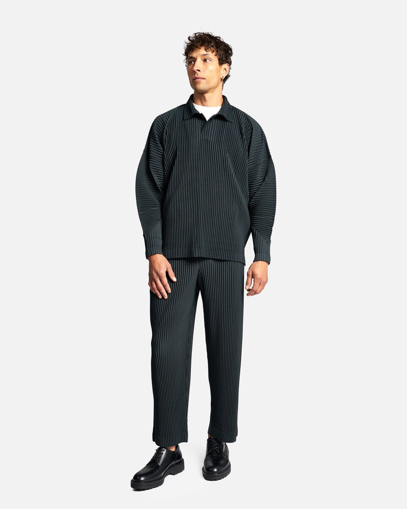 Homme Plissé Issey Miyake Men's Pants MC August Pleated Trousers in Dark Green