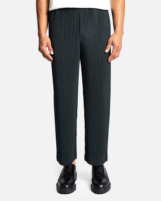 Homme Plissé Issey Miyake Men's Pants MC August Pleated Trousers in Dark Green