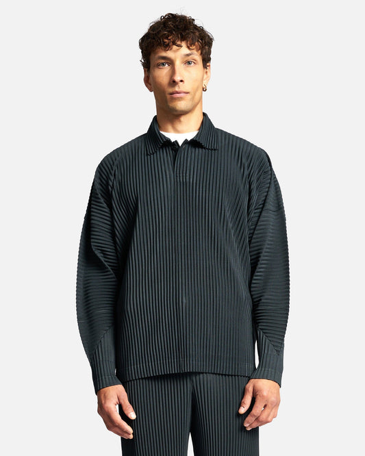 Homme Plissé Issey Miyake Men's Shirts MC August Polo Shirt in Dark Green