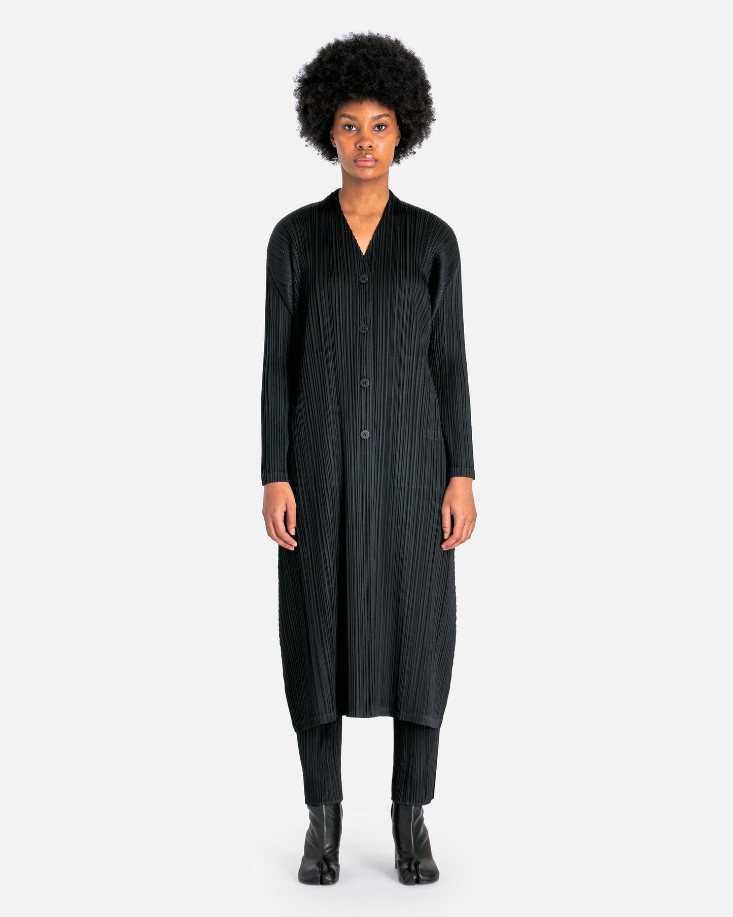 Pleats Please Issey Miyake Women Jackets MC December Coat in Black