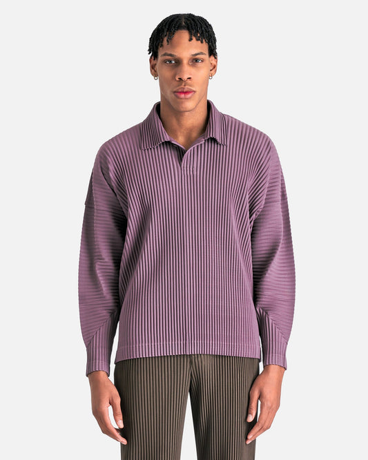 Homme Plissé Issey Miyake Men's Shirts MC January Polo Shirt in Rose Brown