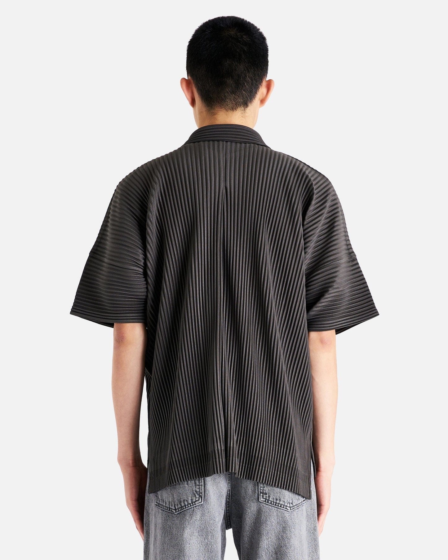 Homme Plissé Issey Miyake Men's Shirts MC July Polo in Ebony Khaki