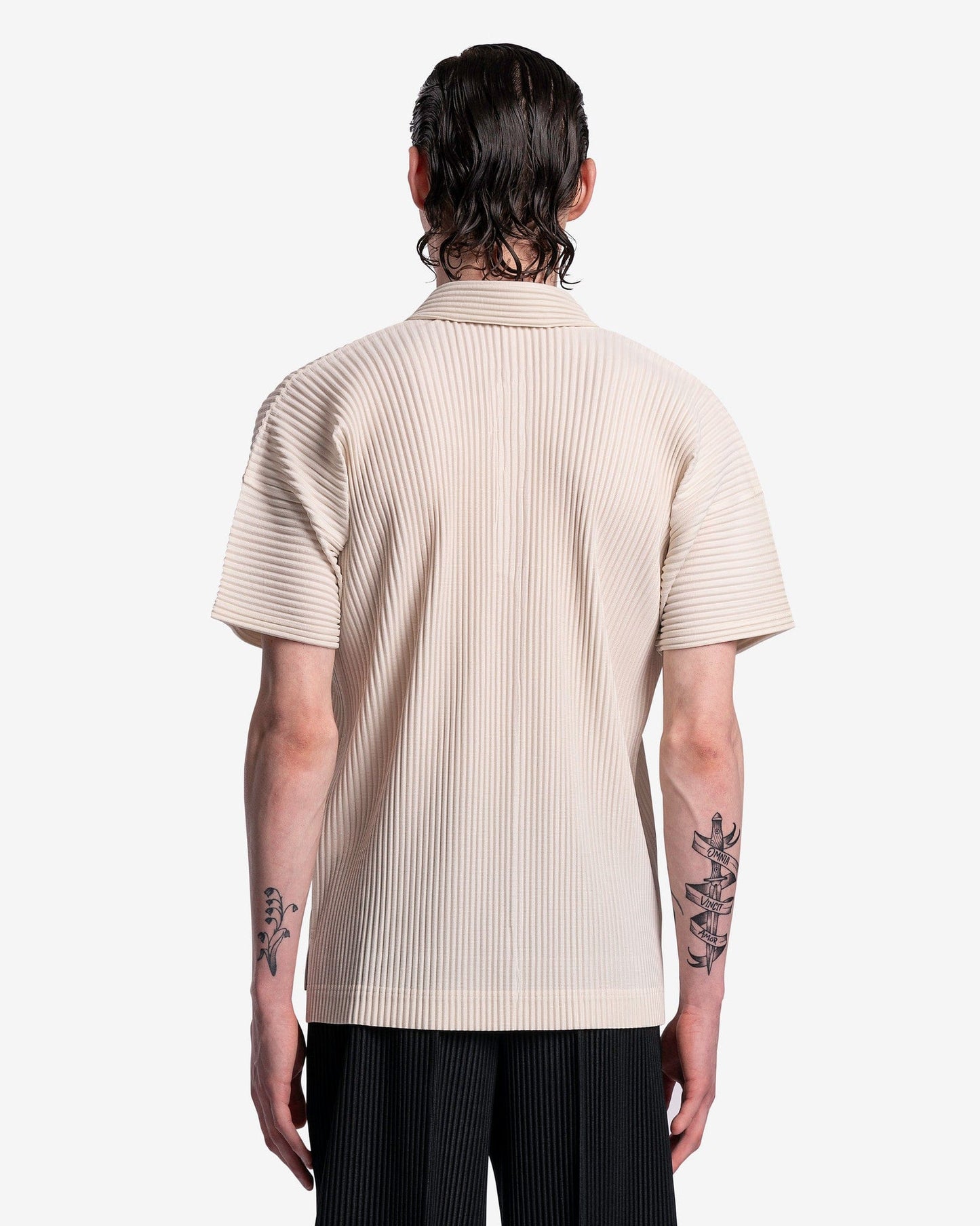 Homme Plissé Issey Miyake Men's Shirts MC June Polo in Ivory