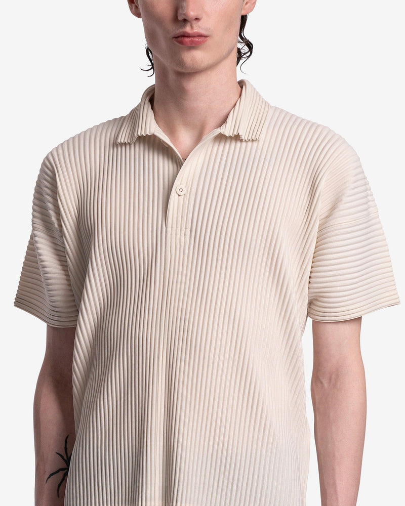 Homme Plissé Issey Miyake Men's Shirts MC June Polo in Ivory