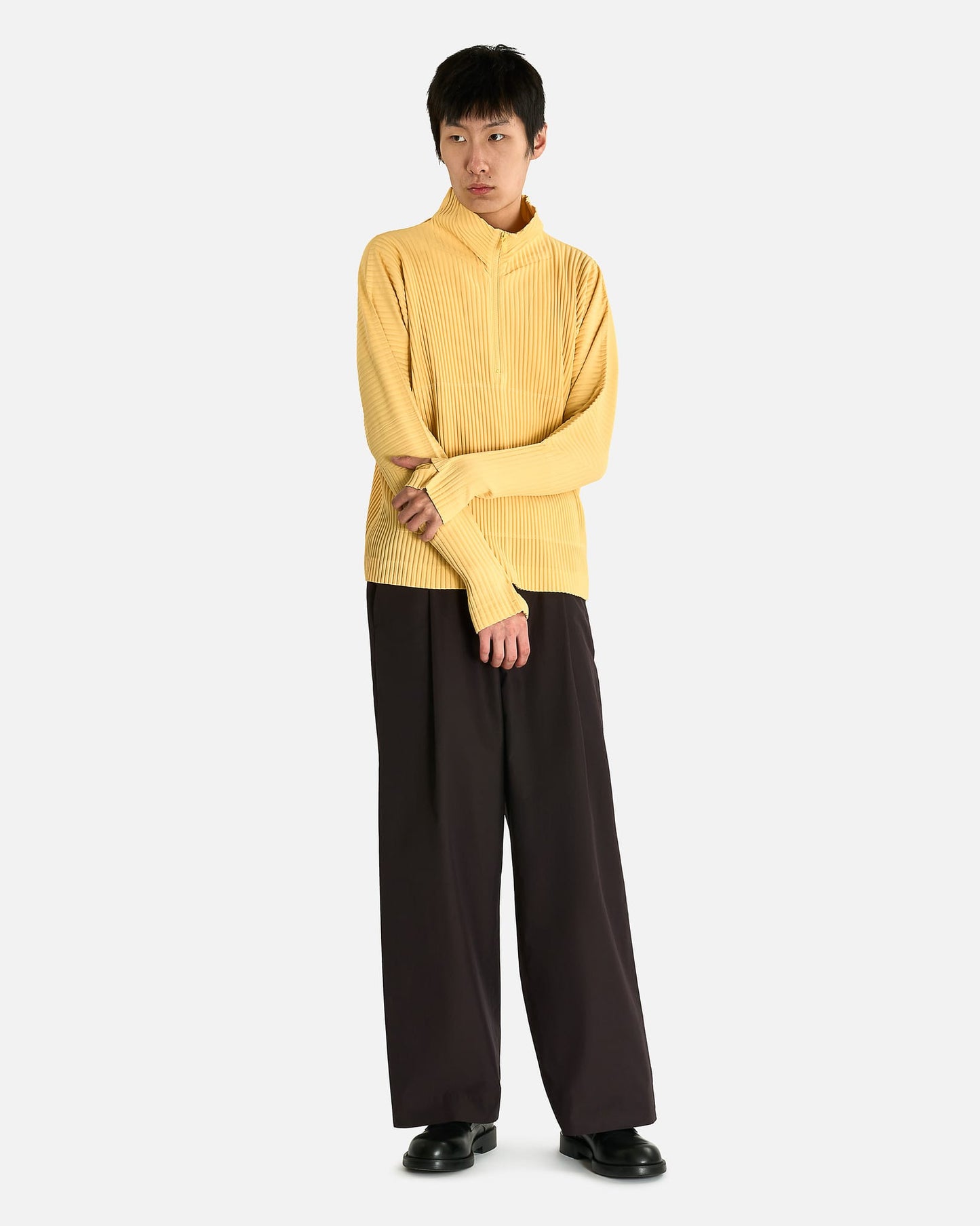 Homme Plissé Issey Miyake Men's Shirts MC March Shirt in Wall Yellow