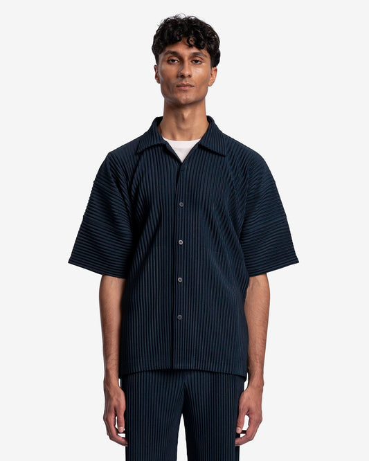 Homme Plissé Issey Miyake Men's Shirts MC May Shirt in Deep Indigo