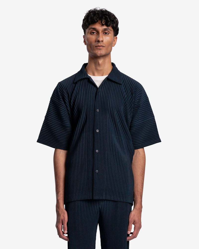 Homme Plissé Issey Miyake Men's Shirts MC May Shirt in Deep Indigo