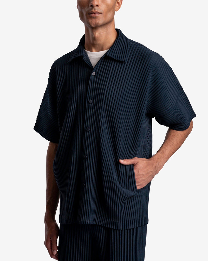 Homme Plissé Issey Miyake Men's Shirts MC May Shirt in Deep Indigo