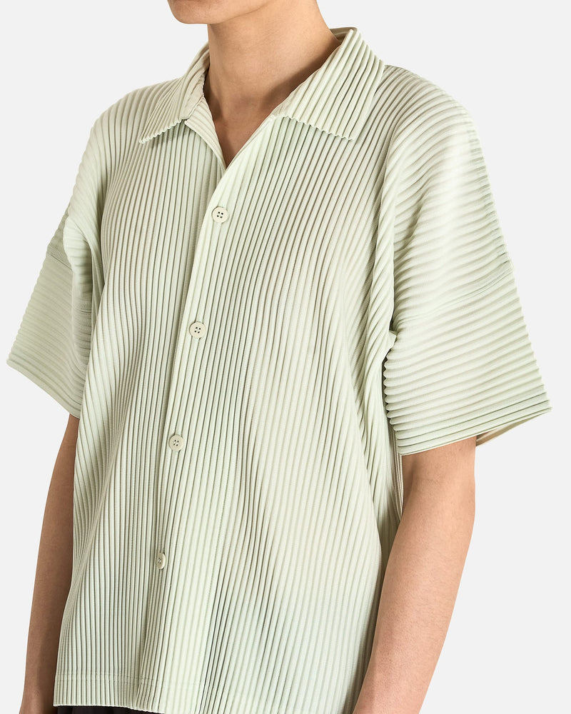 Homme Plissé Issey Miyake Men's Shirts MC May Shirt in Mint Green