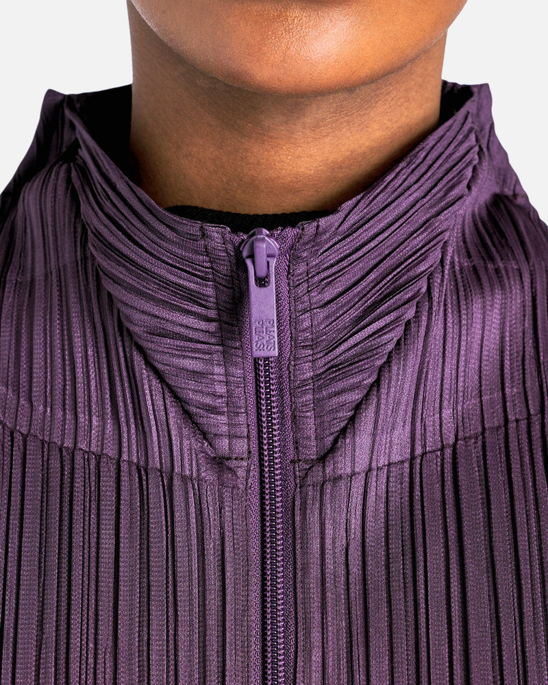 Pleats Please Issey Miyake Women Jackets MC November Coat in Dark Purple