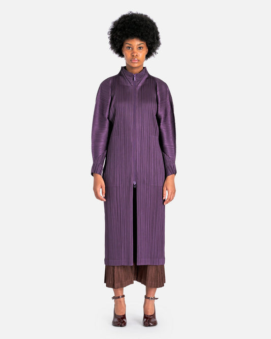 Pleats Please Issey Miyake Women Jackets MC November Coat in Dark Purple