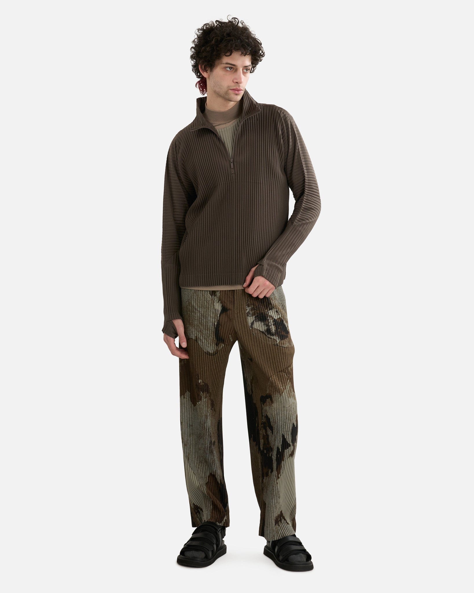 Homme Plissé Issey Miyake Men's Shirts MC November Shirt in Mudstone Grey